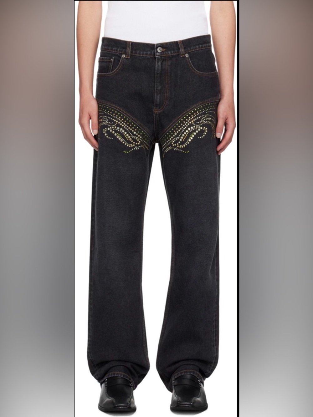 Y/Project SSENSE Exclusive Black Crystal Jeans Size 31 NWT! $795